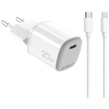 Cargador de Pared USB-C 20W con Cable Lightning Celly UPTC1USBC20WCTL