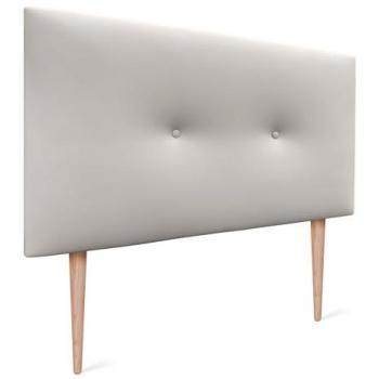 Cabecero Acolchado de Polipiel Blanco Hueso con Botones y Patas para Cama 80/90 cm - Diseño Moderno y Elegante