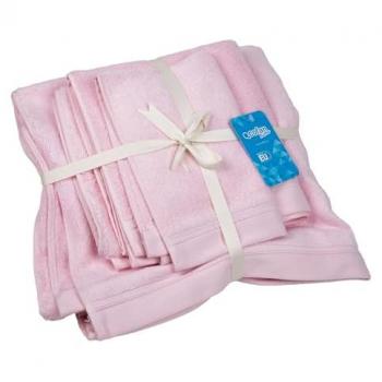 Juego de 3 Toallas Rosa Claro 100% Algodón 580 g/m2 Gama Flor (30x50, 50x100, 70x140 cm)
