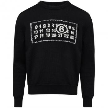 MM6 Maison Margiela Men's Black Round-neck Wool Blend Casual Sweater Size L