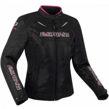 Chaqueta textil de motocicleta para mujer Bering Lady Volga impermeable Negro-Fucsia