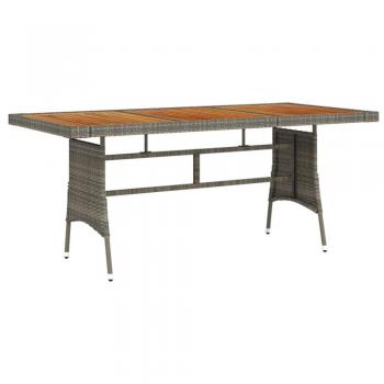 vidaXL Garden Table Grey 160x70x72 cm Poly Rattan & Solid Acacia Wood
