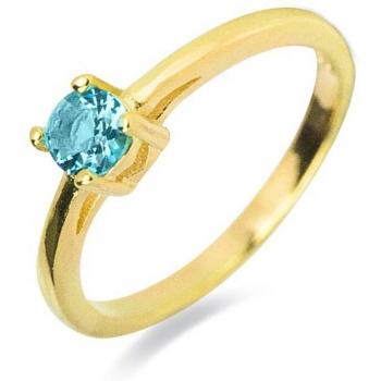 Anillo de Plata de Ley 925 Otieno con Cuarzo Hidrotermal Topacio Azul y Acabado en Baño de Oro 18K