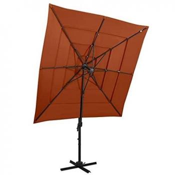 vidaXL Sombrilla de 4 niveles con poste aluminio terracota 250x250 cm