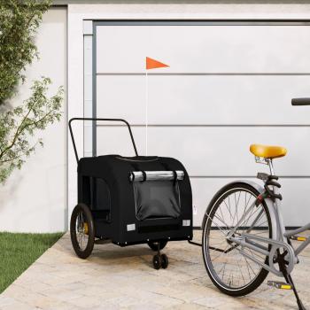 Remolque de bicicleta para mascotas de hierro con tela Oxford en color negro