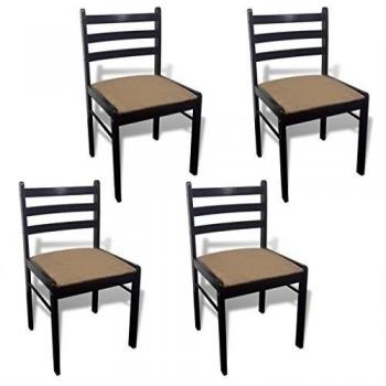 Set of 4 Brown Velvet Dining Chairs with Solid Rubber Wood
