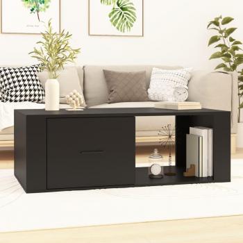 Mesa de centro madera contrachapada 100x50,5x35 cm en colores Blanco y Negro, diseño brillante, ideal para salón o comedor, también como mesa auxiliar o mesa de café