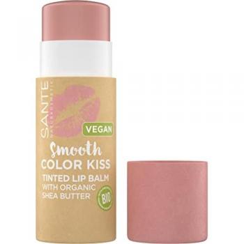 Bálsamo Labial Color Kiss 01 Soft Coral 7g - Maquillaje SANTE, vegano, con aceites orgánicos, manteca de cacao y manteca de karité orgánica, cuidado intensivo, embal