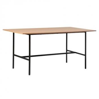 Mesa de Comedor Fija Rectangular de MDF Natural 160x75 cm con Patas Negras
