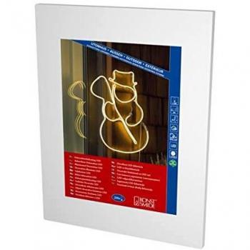 Silueta LED de Muñeco de Nieve para Ventana, 288 Diodos Blancos Cálidos, Transformador Externo 31V, Cable Blanco