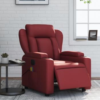 Sillón reclinable de masaje eléctrico de cuero sintético en negro, crema y marrón - Sillón cómodo para dormitorio, silla relax y sofá