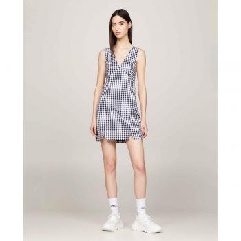 Vestido Tommy Jeans De Cuadros Vichy Gris Mujer DW0DW179310G6