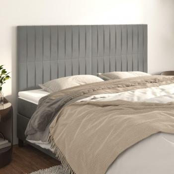 Cabeceros 4 piezas gris claro 100x5x78/88 cm terciopelo