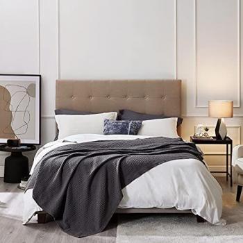 Bedsure Manta Sofá Verano Algodón 100% - Plaid para Sofá Grande de Waffle 220x240 cm, Manta Multiuso para Cama 135/150 y Cubresofa, Gris Oscuro