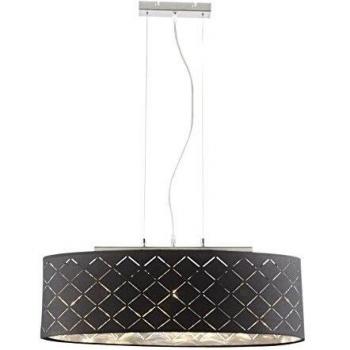 Lámpara Colgante de Techo Clarke, Níquel Mate, 3 Bombillas E27, Dimensiones 140x25x65 cm