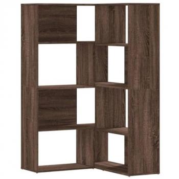 Estantería de esquina 4 niveles madera marrón roble 85x85x140 cm Aglomerado
