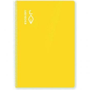 Cuaderno Espiral A4 Escolofi 80 Hojas Cuadrícula 4x4 Amarillo 70g Tapa Dura