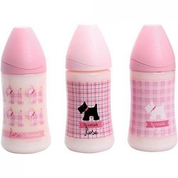 Suavinex Wide Neck Anatomical Latex Baby Bottle 270ml Pink with 3 Positions