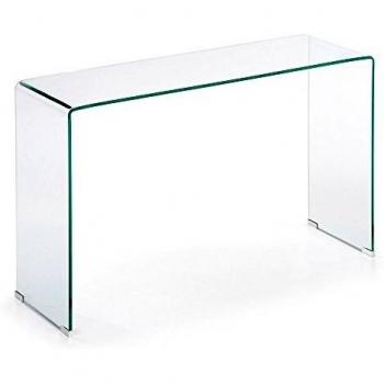 Kave Home - Consola Burano Transparente Rectangular 125 x 78 cm de Cristal Templado