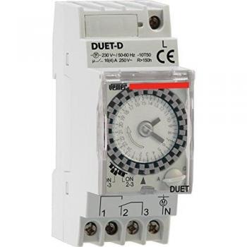 Temporizador Electromecánico Vemer Duet-D 2 Módulos DIN con Programación Diaria y Batería Sustituible