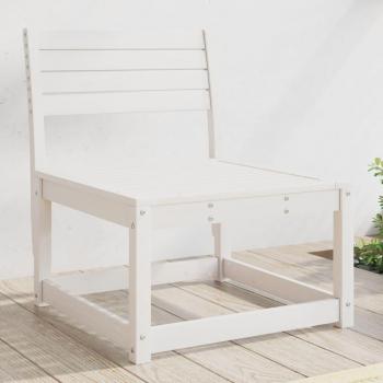 Sofá de jardín blanco en madera maciza de pino, dimensiones 63,5x73x78 cm, sin reposabrazos