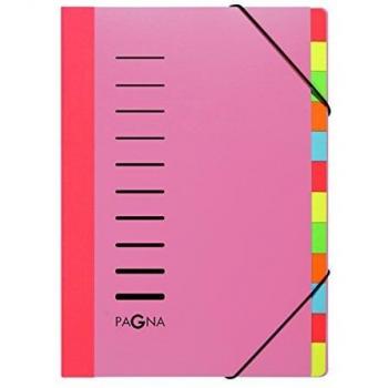 Carpeta Organizadora Pagna Lucy Colors, 12 Compartimentos, Transparente, A4, Roja