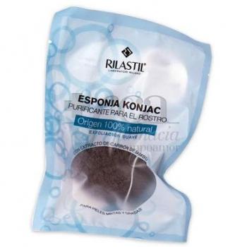 Esponja Konjac Rilastil Exfoliante Suave para Rostro y Pieles Mixtas/Grasas con Carbón de Bambú 1ud