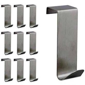 Set de 10 Ganchos para Puerta, Perchero Colgante de Acero Inoxidable para Ventana y Armario, Compatible con Bordes de 2 cm, Color Plateado