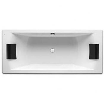 Roca - Bañera acrílica rectangular con hidromasaje Total y juego de desagüe - Serie Hall, Color Blanco
