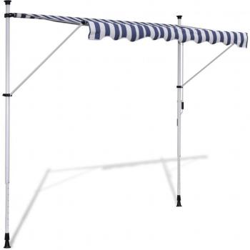 vidaXL Toldo retráctil manual color blanco y azúl, 300 cm