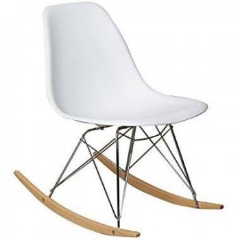 Belssia Mecedora, Poliuretano y Madera de Pino, Blanco, Marrón y Negro, 69x69x53 cm