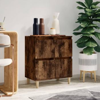 Aparador de madera contrachapada 60x35x70 cm en color roble ahumado, mueble de almacenaje para salón, buffet, armario auxiliar y armario de almacenamiento