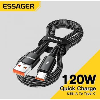 Cabo Essager 120W de Carga Rápida Tipo C 67W USB 6A para Xiaomi 12Pro Redmi K50 Note 11Pro Black Shark 5Pro 1m Azul