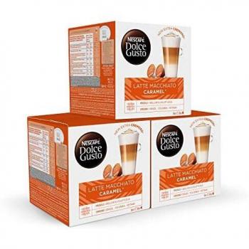 Nescafé DOLCE GUSTO Café LATTE MACCHIATO CARAMEL - Pack de 3 x 16 cápsulas - Total: 48 Cápsulas