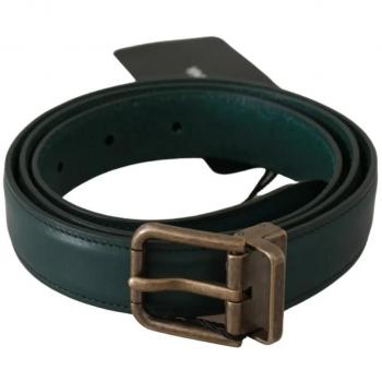 Dolce & Gabbana Green Gold Buckle Waist Leather Belt - 90 cm / 36 Inches