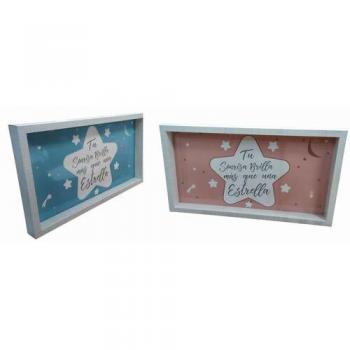Pack 2 cuadros madera Estrella 45 x 25 x 4 cm