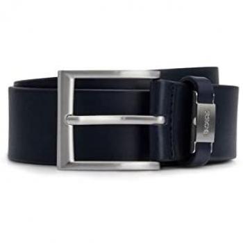 BOSS Men's Connio Dark Blue Leather-Style Belt, Size 110