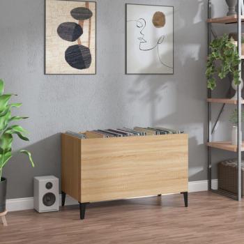 Soporte de Disco Móvil Sonoma Roble 74,5x38x48 cm Madera Multicapa Marrón