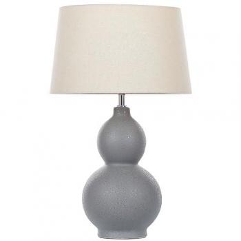 Lámpara de mesa moderna Yenisei con base de cerámica gris y pantalla de tela blanca 56 cm