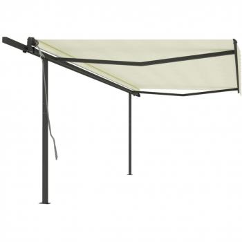 Toldo Retráctil Automático Sun con Postes Crema 5x3 m