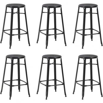 Taburetes de Bar de Acero Negro - Set de 6 Piezas, Diseño Moderno y Elegante, Altura Ajustable, Asiento Ergonómico, Base Estable, Ideal para Cocinas y Bares