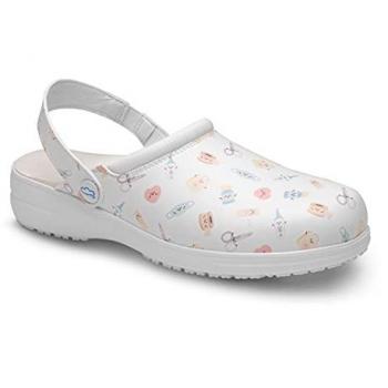 Zueco Feliz Caminar Wonderful Steps Sanitar T.39 016146 - Zuecos estampados sanitarios antideslizantes y cómodos para mujer, ideales para clínicas, veterinarios, hospitales y geriátricos, incluye bolsa