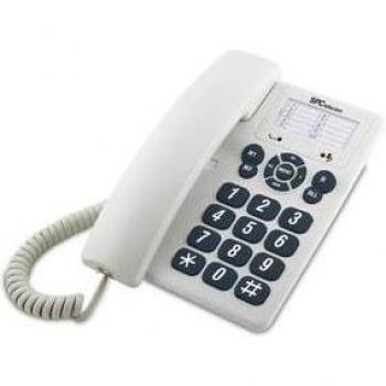 SPC Original – Teléfono Fijo sobremesa o Pared, con Teclas Grandes y fácil de Usar, 3 memorias directas, Volumen de Timbre Extra Alto, función de rellamada, Color Blanco