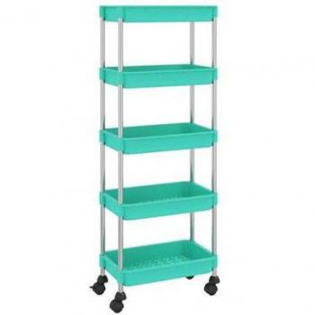 Carrito de cocina 5 niveles hierro y ABS turquesa 42x29x128 cm