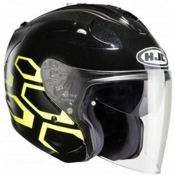 HJC 144104 M Casco Moto, Negro/Amarillo, M