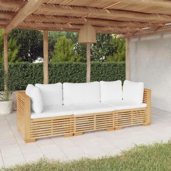 vidaXL 3-Piece Solid Teak Wood Garden Lounge Set with Cushions