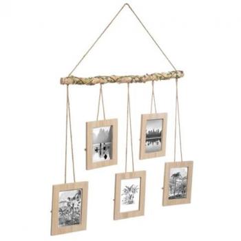 Marco colgante de madera MDF para 5 fotos - Beige - 67 x 6 x 64 cm