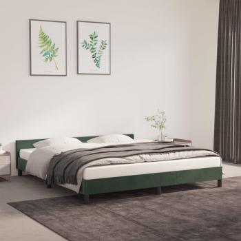 Estructura cama con cabecero terciopelo verde oscuro 160x200 cm