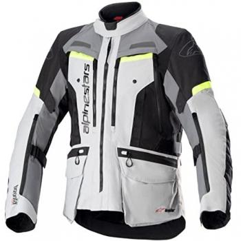 Alpinestars Chaqueta de Moto Bogota' Pro Drystar Gris, textil impermeable, color gris con detalles en negro y amarillo fluo, talla XXL