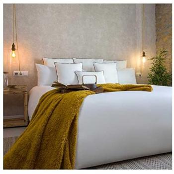 Funda Nórdica 100% Algodón Orgánico Blanco con Fundas de Almohada y Sábana Bajera Ajustable - Tamaño 180x220 cm para Cama de 105